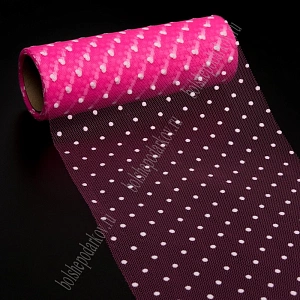 Фатин в горошек 15 см*10 ярд (SF-2941) ярко-розовый №35