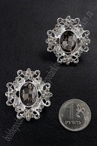 Серединка ювелирная (2 шт) SF-5794, серебро/графитовый №4