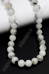 Бусины круглые на нитке 10 мм (SF-7592) агат серый