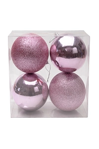 Набор новогодних шаров 10 см (4 шт) SF-8010, светло-розовый