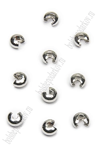 Кримп для бижутерии (обжимная бусина) 5*6 мм (50 шт) SF-7304, темное серебро