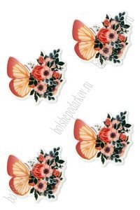 Кабошон-вырубка &quot;Бабочка с цветами&quot; 3,5*3 см (10 шт) SF-6034, №2