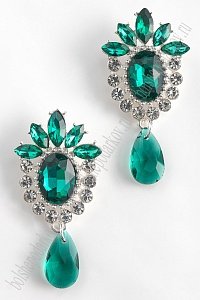 Серединка ювелирная с подвеской (2 шт) SF-5958, серебро/изумрудный №14