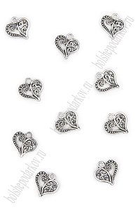 Подвеска металл 1,5*1,5 см &quot;Сердечко&quot; (20 шт) SF-7745, серебро