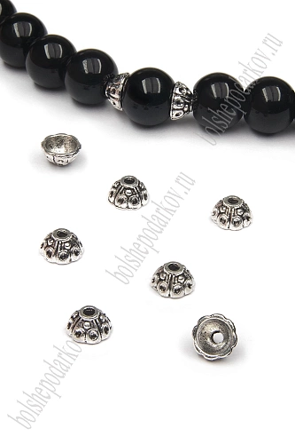 Шапочка для бусин 7 мм (50 шт) SF-7748, серебро №1