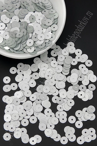 Пайетки круглые 6 мм*100 гр (SF-5756) серебро №1501