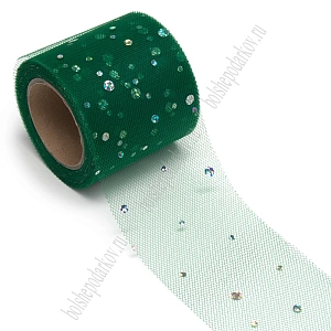 Фатин с пайетками 5,5 см*15 ярд (SF-5806) темно-зеленый №19