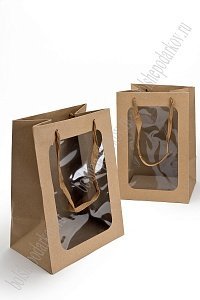Пакет крафтовый с окошком 20*30*16 см (12 шт) SF-7485