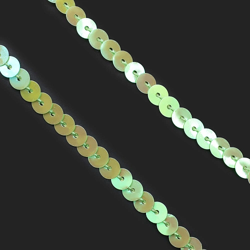 Пайетки 6 мм на нитке (хамелеон) SF-3069, салатовый