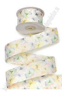 Лента тканевая двусторонняя 3,8 см*10 ярд &quot;Цветочки&quot; SF-7526, №21