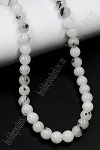 Бусины круглые на нитке 8 мм (SF-7591) агат серый