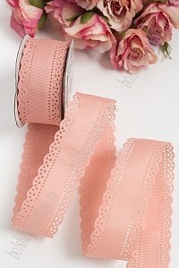 Лента репсовая с ажурными краями 3 см*10 ярд (SF-1750) персиковый №215