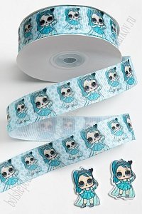 Лента репсовая 2,5 см*25 ярд с рисунком &quot;Куколка&quot; SF-6131