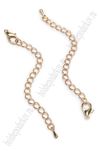 Цепочка удлинитель с карабином 7 см (10 шт) SF-7466, светлое золото