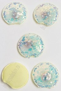 Патч с пайетками &quot;Ушки круглые&quot; 5,5*5 см (5 шт) SF-3165, лимонный УЦЕНКА