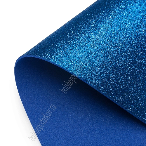 Фоамиран глиттерный А4, 2 мм Premium (10 листов) SF-1955, синий №020А