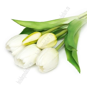 Веточка декоративная 33 см, 31 см "Тюльпан" (5 шт) SF-8137, белый