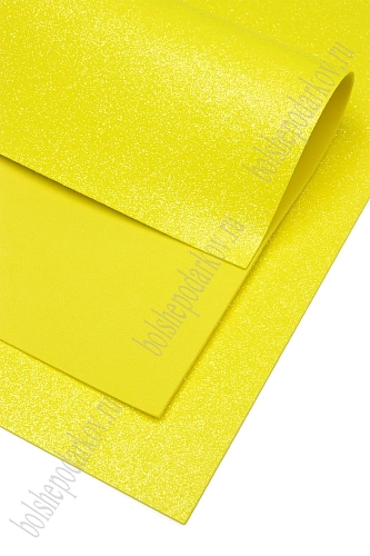 Фоамиран глиттерный А4, 2 мм Premium (10 листов) SF-1955, желтый №029В