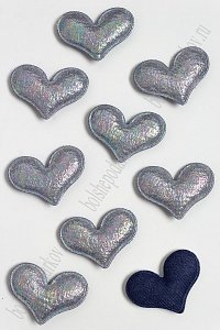 Патч с переливом &quot;Сердечко&quot; 5*4 см (10 шт) SF-3781, серый