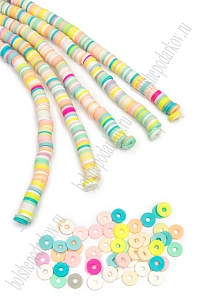 Бусины плоские 6 мм на леске 40 см (5 шт) SF-7285, ассорти №3