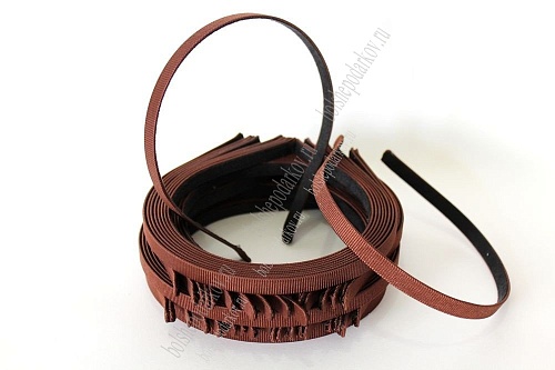 Ободки для волос репсовые 1 см, ВР-656 (10 шт) коричневый