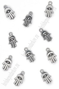 Подвеска металл 1*1,3 см &quot;Амулет Рука&quot; (10 шт) SF-7745, серебро