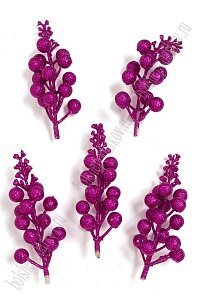 Ягоды на веточке с блестками (10 веточек) SF-023, темно-сиреневый