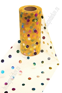 Фатин &quot;Разноцветный горох&quot; 15 см*25 ярд (SF-2951) светло-оранжевый