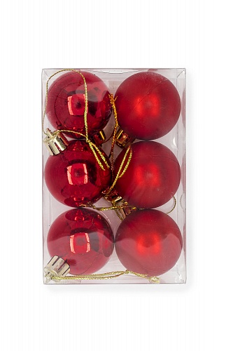 Набор новогодних шаров 4 см (6 шт) SF-7334, красный №1