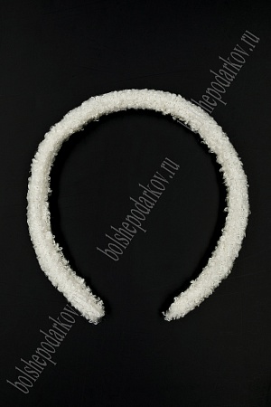 Ободки для волос меховые 1,2 см (10 шт) SF-7630, белый №2
