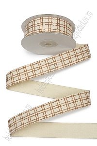 Лента тканевая двусторонняя &quot;Клетка&quot; 2,5 см*10 ярд (SF-7536) бежевый №6