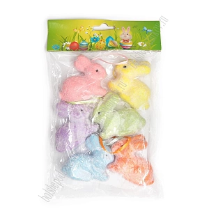 Пасхальный декор 6*6 см "Зайчики" (6 шт) SF-7195, №1