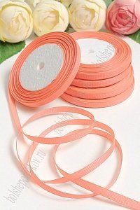 Лента репсовая 0,6 см*20 ярд &quot;1 сорт&quot; (10 бобин) SF-1722, темно-персиковый №215