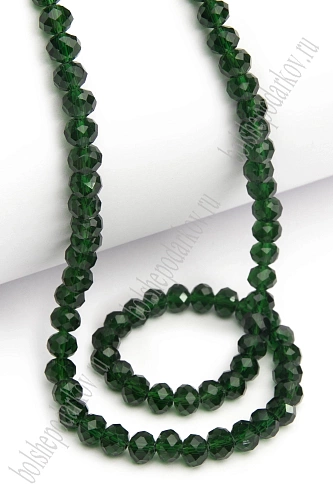Бусины стеклянные, прозрачные, на леске &amp;quot;Rondelle&amp;quot; 6 мм (SF-659) зеленый №104