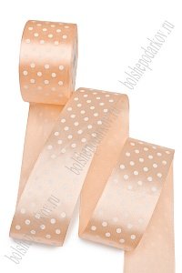 Лента атласная в горошек 5 см*25 ярд (SF-1784) персиковый