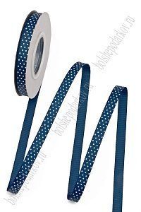 Лента репсовая в горошек 1 см*20 ярд (темно-синий №38) SF-1724