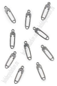 Подвеска металл 0,8*3 см &quot;Булавка&quot; (10 шт) SF-7745, серебро