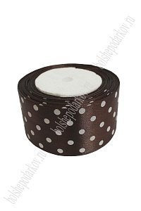 Лента атласная в горошек 5 см*25 ярд (SF-1784) шоколадный №070