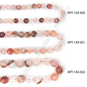 Бусины круглые на нитке 8 мм (SF-7591) кварц коричневый