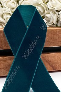 Лента бархатная 3,8 см*10 ярд (SF-5814) темно-синевато-зеленый №65