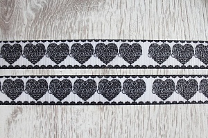 Лента репсовая 2,5 см с рисунком "Сердце" SF-1259-5 (ошибка в тексте)