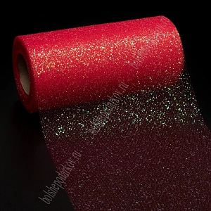 Фатин с блестками  15 см*25 ярд (SF-604) красный №37