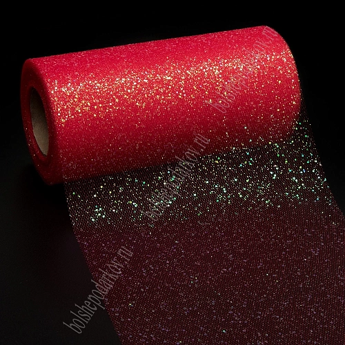 Фатин с блестками  15 см*25 ярд (SF-604) красный №37