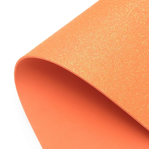 Фоамиран глиттерный А4, перламутровый 2 мм Premium (10 листов) SF-1956, ярко-оранжевый №3011