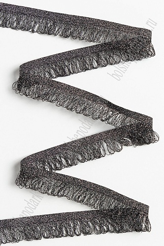 Тесьма отделочная 2,2 см*5 ярд &amp;quot;Бахрома&amp;quot; (SF-2462) черный/серебро