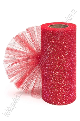 Фатин с блестками  15 см*25 ярд (SF-604) красный №37