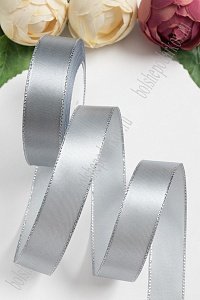 Лента атласная с люрексом 2,5 см*25 ярд (SF-1202) серый/серебро №059