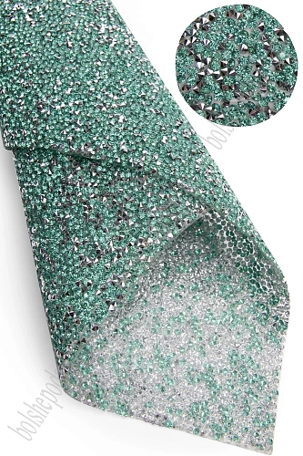 Стразовое полотно на силиконовой основе 24*40 см (SF-6004) аквамариновый/серебро