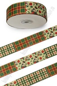 Лента репсовая 2,5 см*25 ярд с рисунком &quot;Микс&quot; SF-7478, №12