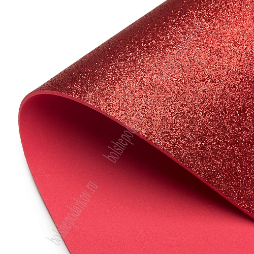 Фоамиран глиттерный 2 мм, 40*60 см Premium (10 листов) SF-3010, красный №2002